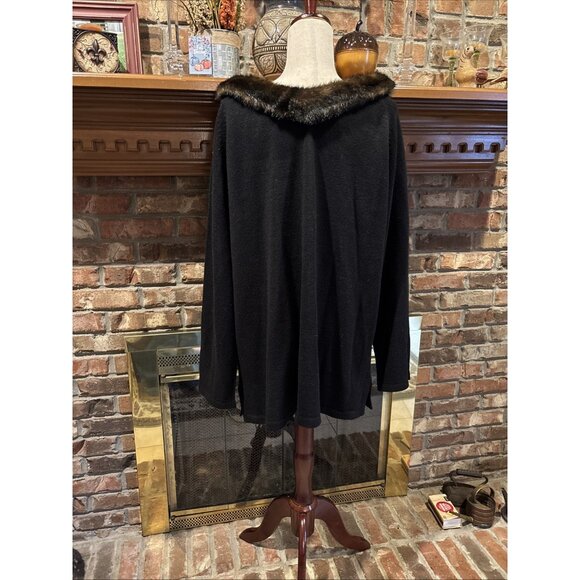 carolina colours plus Black Sweater Faux Fur Collar Size 22/24 Vintage - Picture 3 of 6